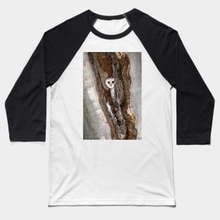 Barn Owl Peekaboo Baseball T-Shirt